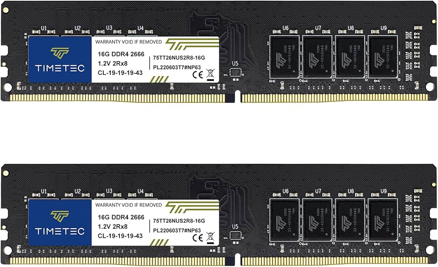 Timetec 32GB KIT(2x16GB) DDR4 2666MHz PC4-21300 Non-ECC Unbuffered
