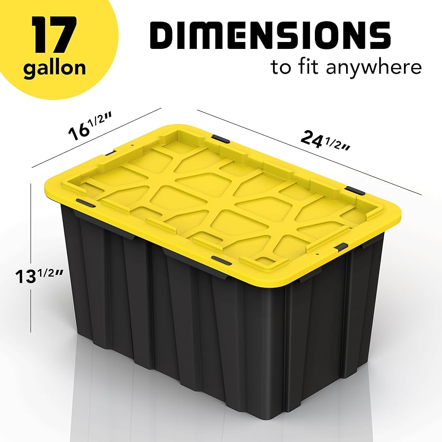 Amazon.com: 4 Pack of Large 17 Gallon Plastic Storage Bin Tote
