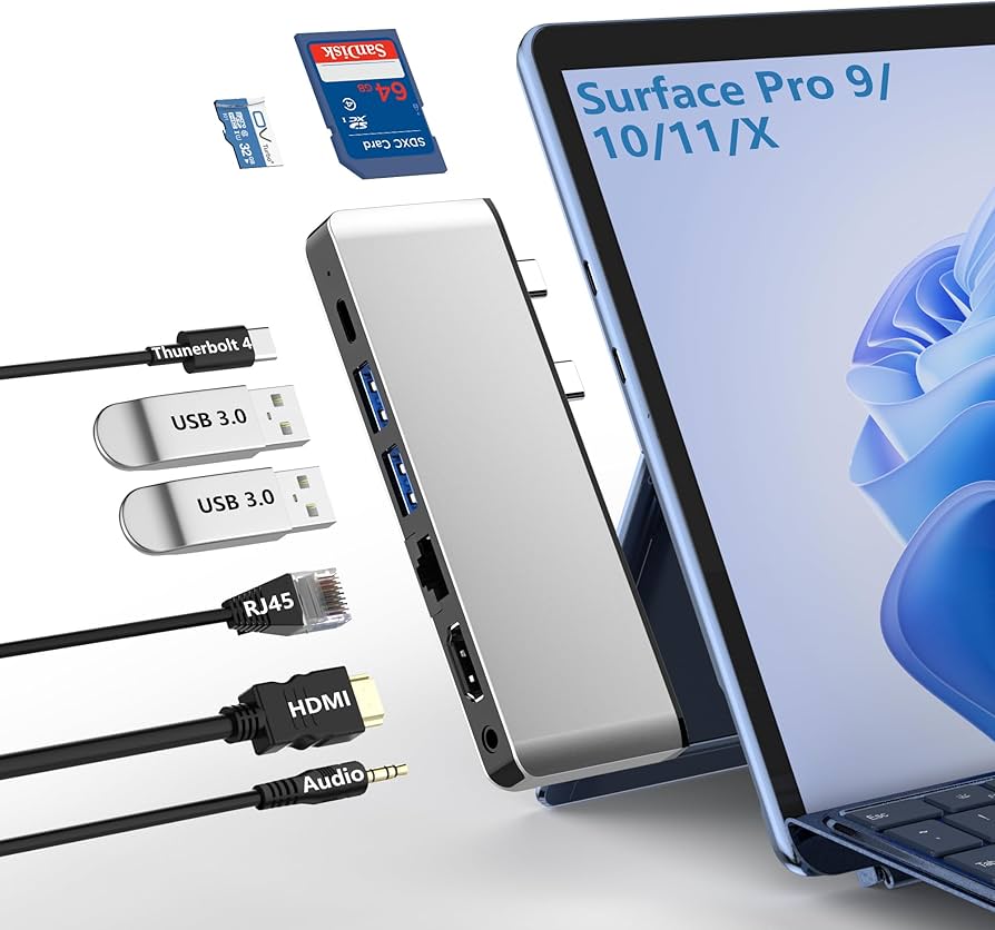 Amazon | Surface Pro 9/10/11/X USB ハブ 4K HDMI、USB-C Thunderbolt