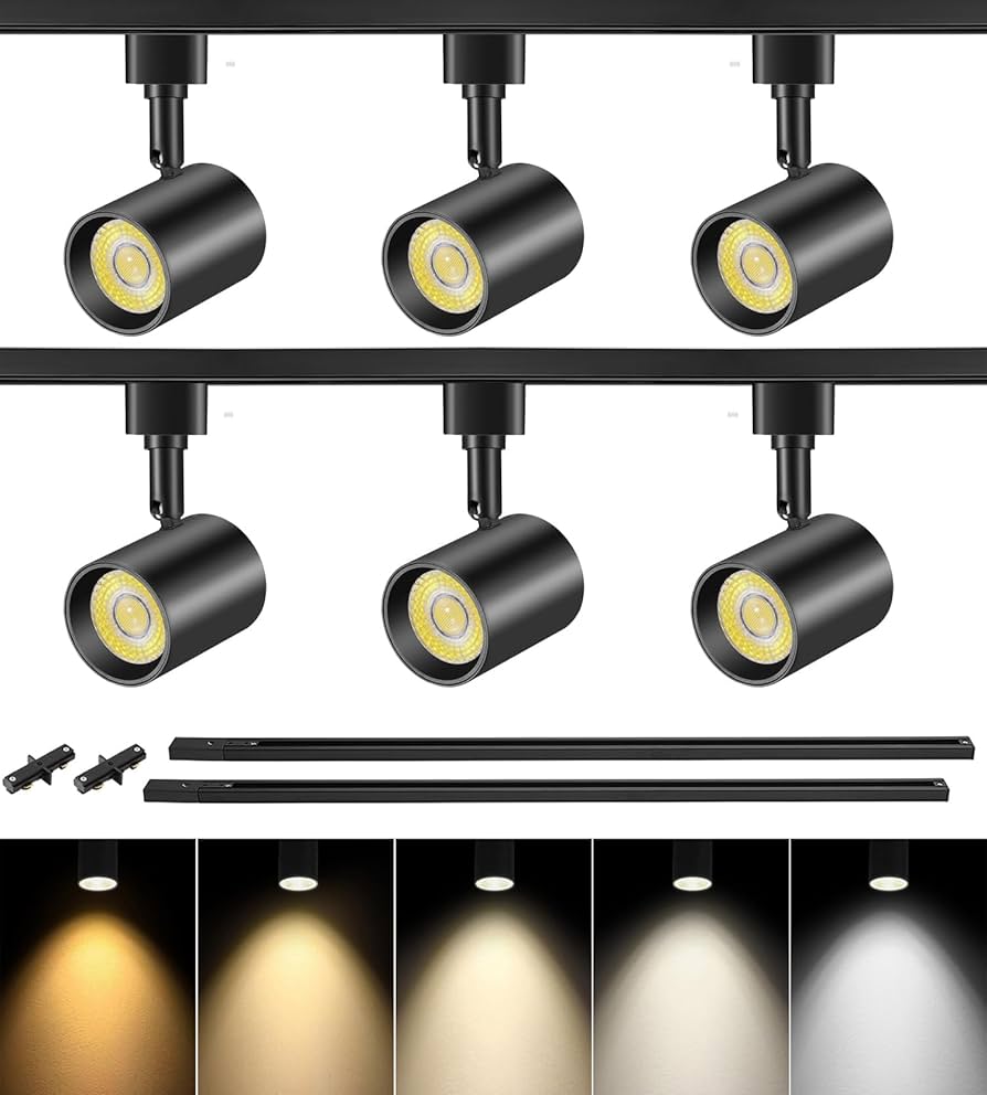 VANoopee 5-Color 6-Light LED Track Lighting Kit with 6.6FT H Type