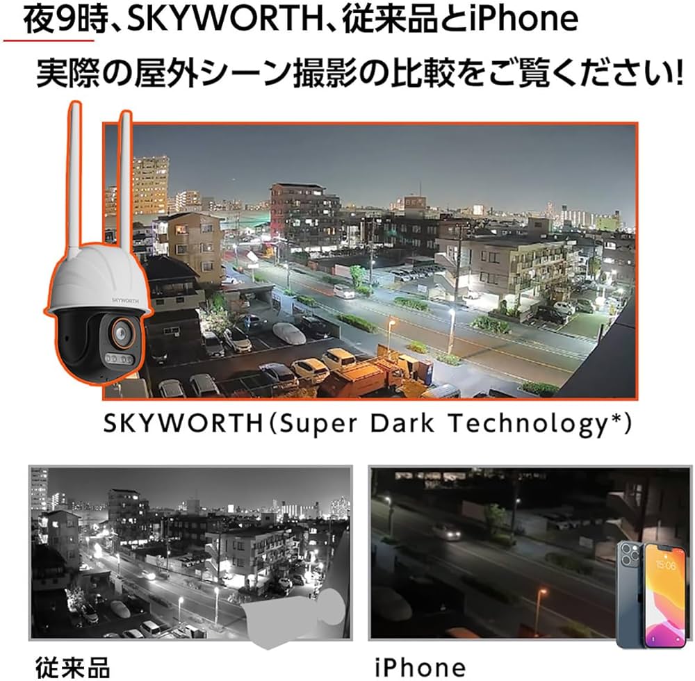 Amazon.co.jp: SKYWORTH 防犯カメラ 屋外 屋内 監視カメラ 500万画素