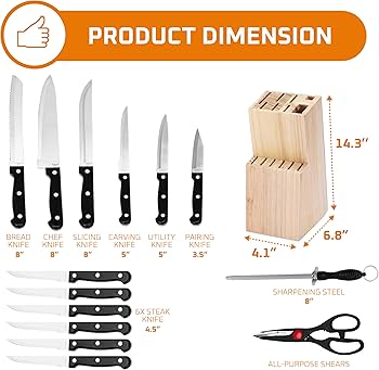 Amazon.com: Bruntmor Cooking Knife Set - Black Stainless Steel