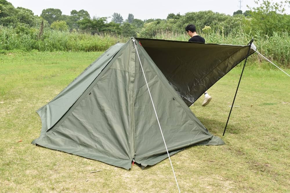 Amazon | パップテント 軍幕 スカート付き インナーテントメッシュ付き