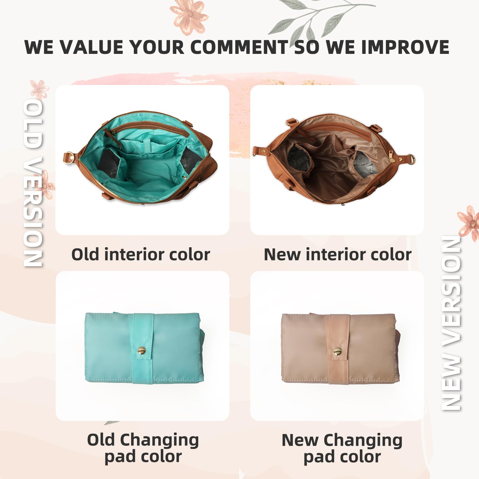 Amazon.com: MOMINSIDE Diaper Bag Tote, 4 in 1 Leather Diaper Bag