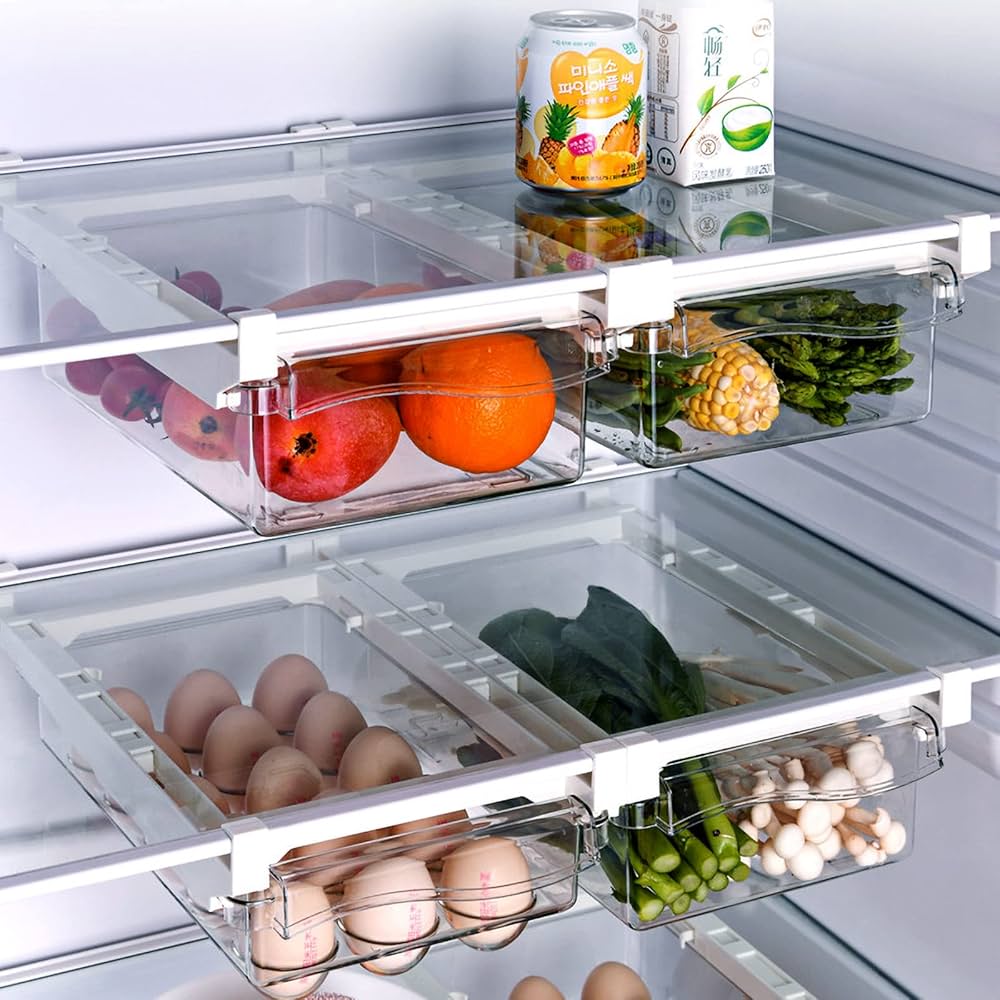 Amazon｜IFEND 冷蔵庫収納 トレー 2個セット 引き出し 吊り下げ 卵
