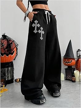 Amazon.com: SOLY HUX Women's Y2k Baggy Pants Drawstring Waist