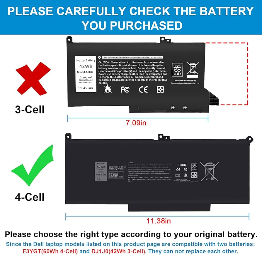 Amazon.com: ASUNCELL F3YGT 60Wh 7480 Laptop Battery for Dell