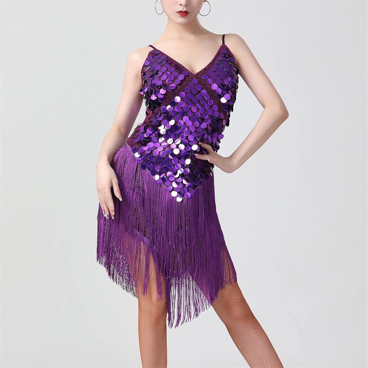 社交ダンス ラテンフリンジ 紫 社交ダンス衣装 女性のセクシーな