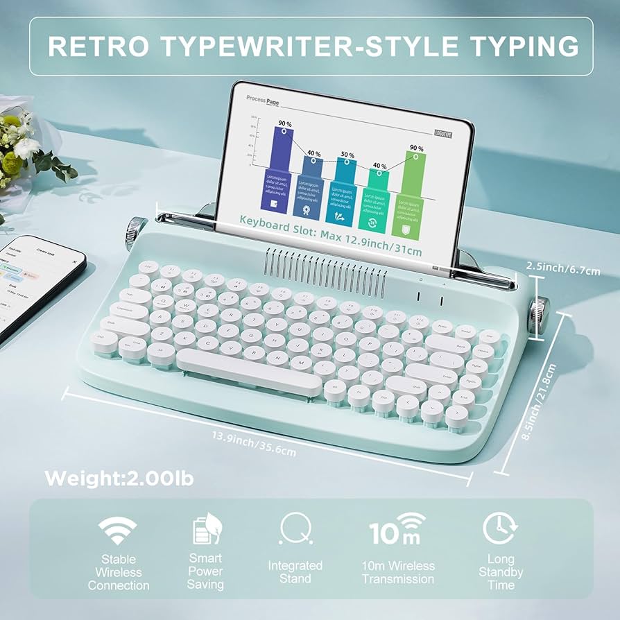 Amazon.com: YUNZII ACTTO B303 Wireless Typewriter Keyboard
