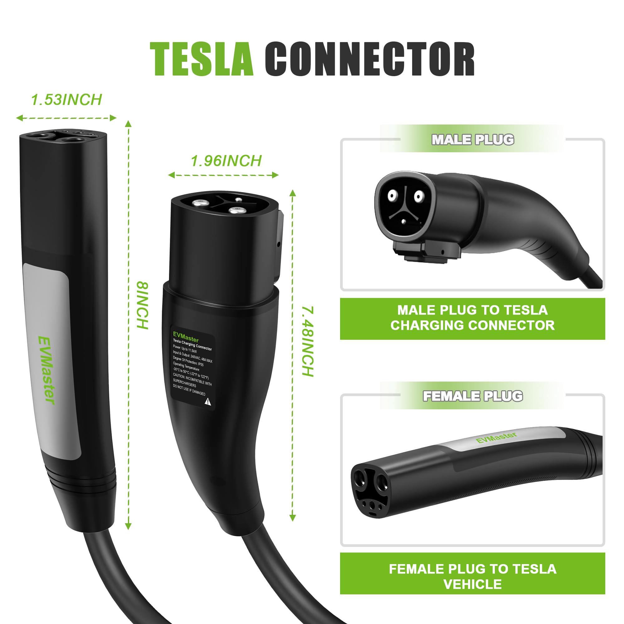 Amazon.co.jp: EVMaster EV Tesla充電器延長ケーブル 20フィート 48