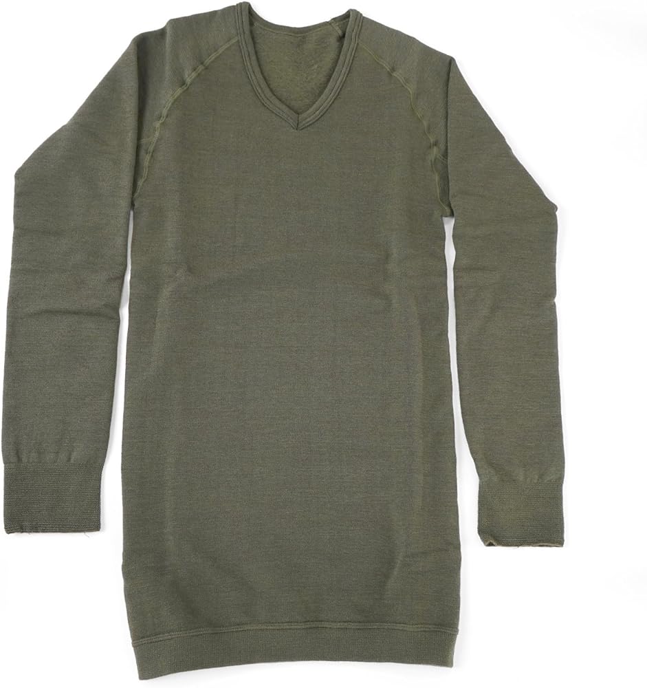 Amazon | もちはだ もちジョイ V首 長袖 シャツ 細微厚地 L～LL カーキ