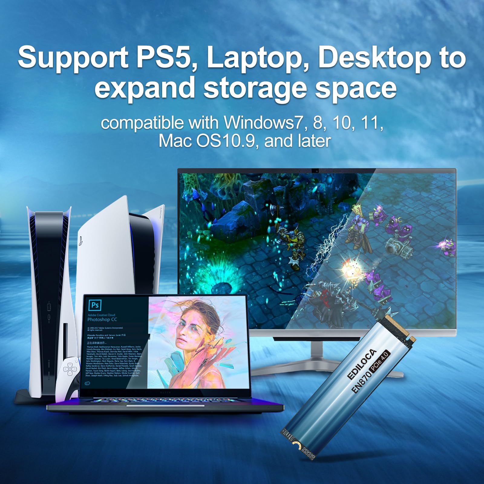 Amazon | Ediloca EN870 SSD 4TB PCIe 4.0 NVMe M.2 2280 PS5動作確認