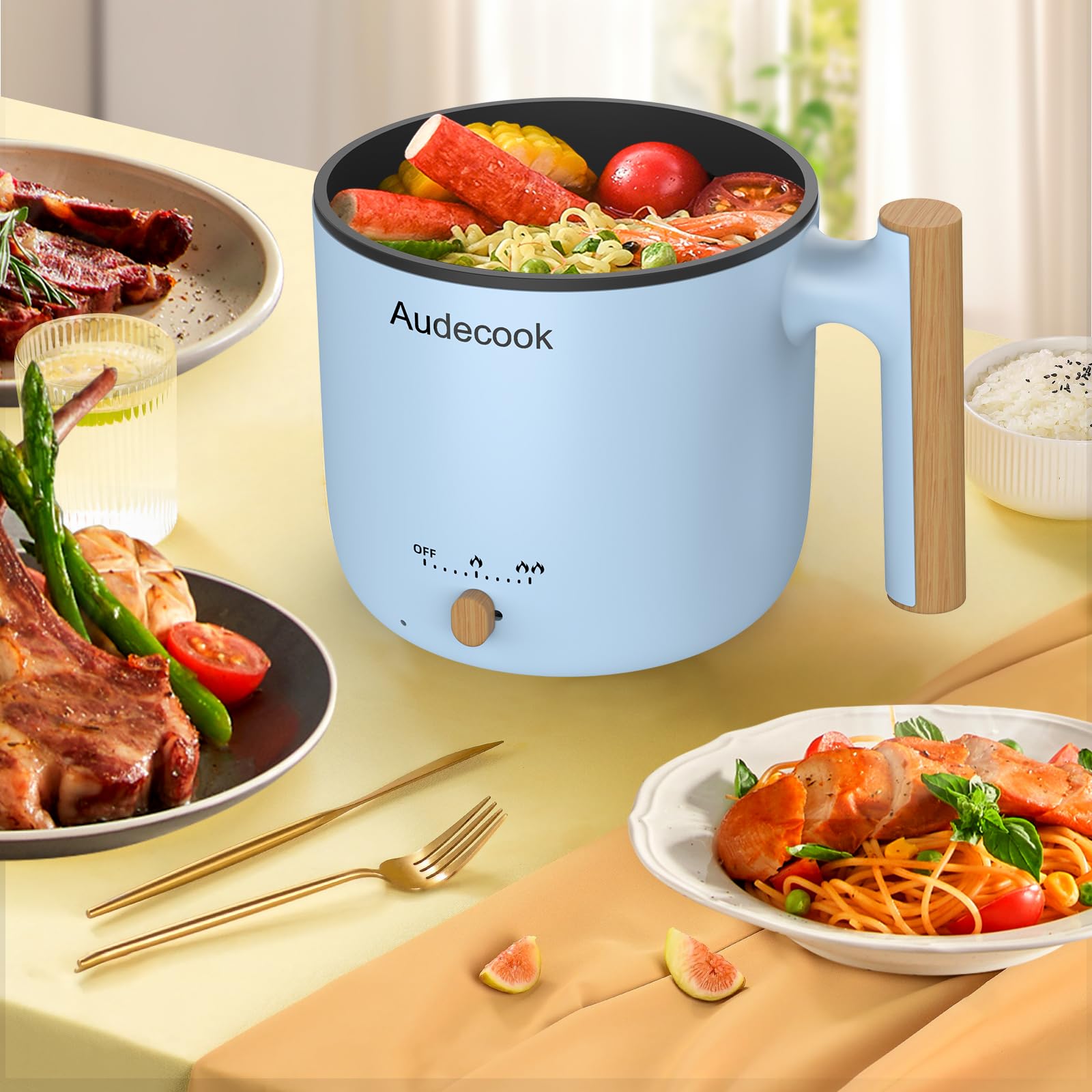 Amazon.com: Audecook Hot Pot Electric with Steamer, 1.8L Portable