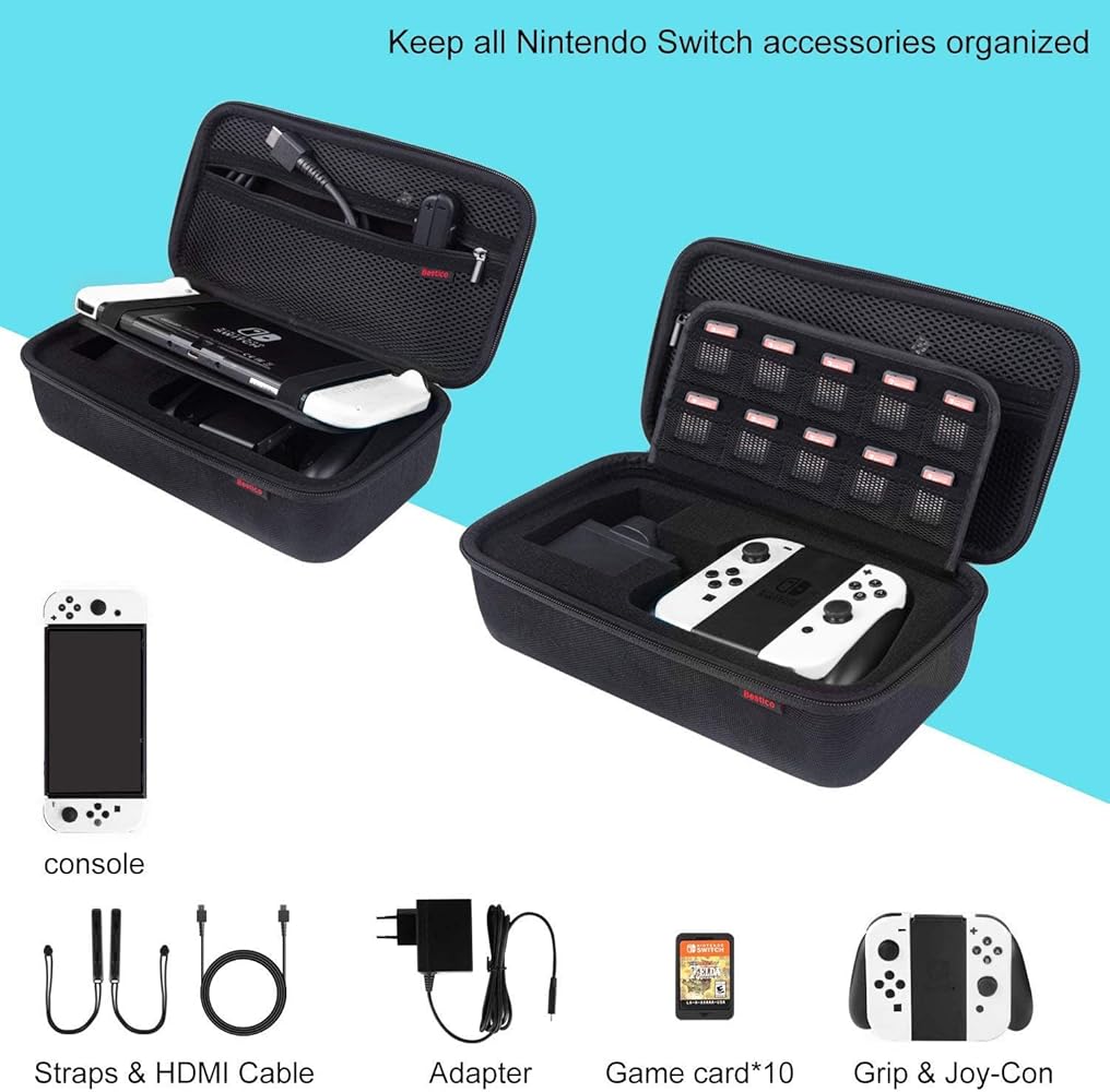 Bestico Case for Nintendo Switch and Switch OLED Model, Travel