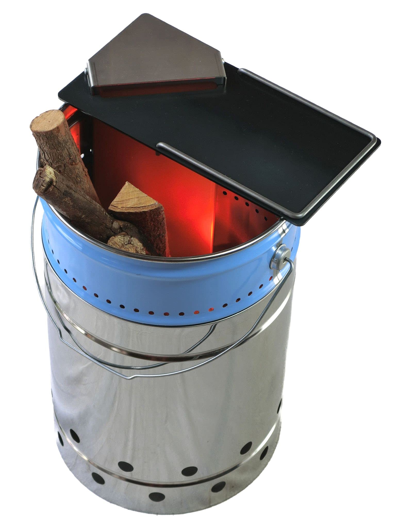 Amazon | ウッドガス『BBQ焚火缶』t3.2mm鉄板ダウン吸気ダクト | 20L