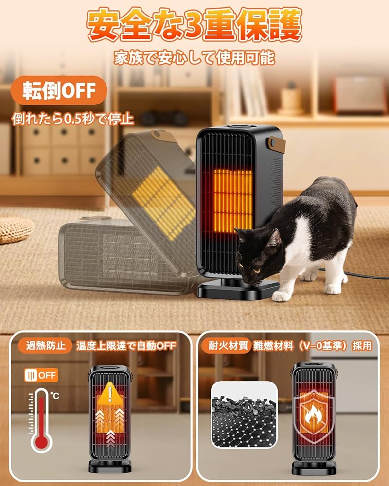 Amazon.co.jp: Uzantoo セラミックヒーター【2025冬新登場】 小型 速暖
