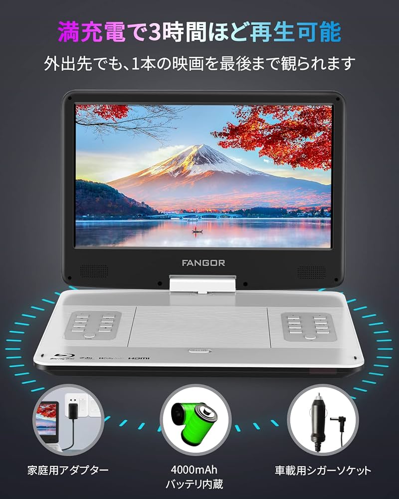 Amazon | FANGOR ポータブルブルーレイプレーヤー 14.1インチ HDMI出力