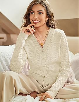 KANCY KOLE Cropped Cardigan Sweater for Women Lightweight Long