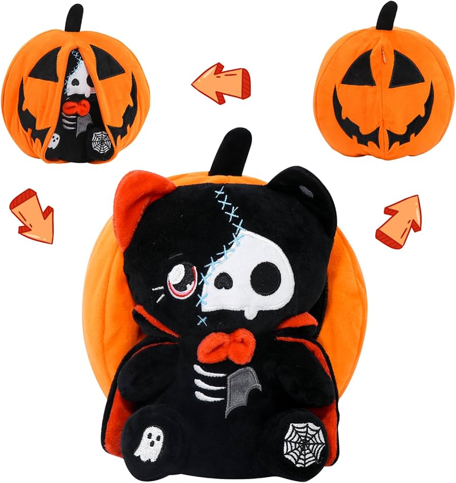Amazon.co.jp: ハロウィンぬいぐるみ リバーシブル 黒猫 ぬいぐるみ