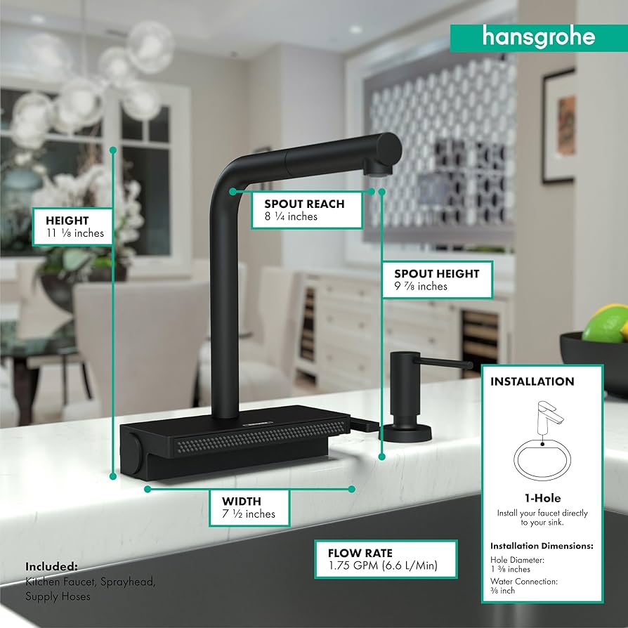 hansgrohe Aquno Select Black Single-Handle Kitchen Faucet, Kitchen
