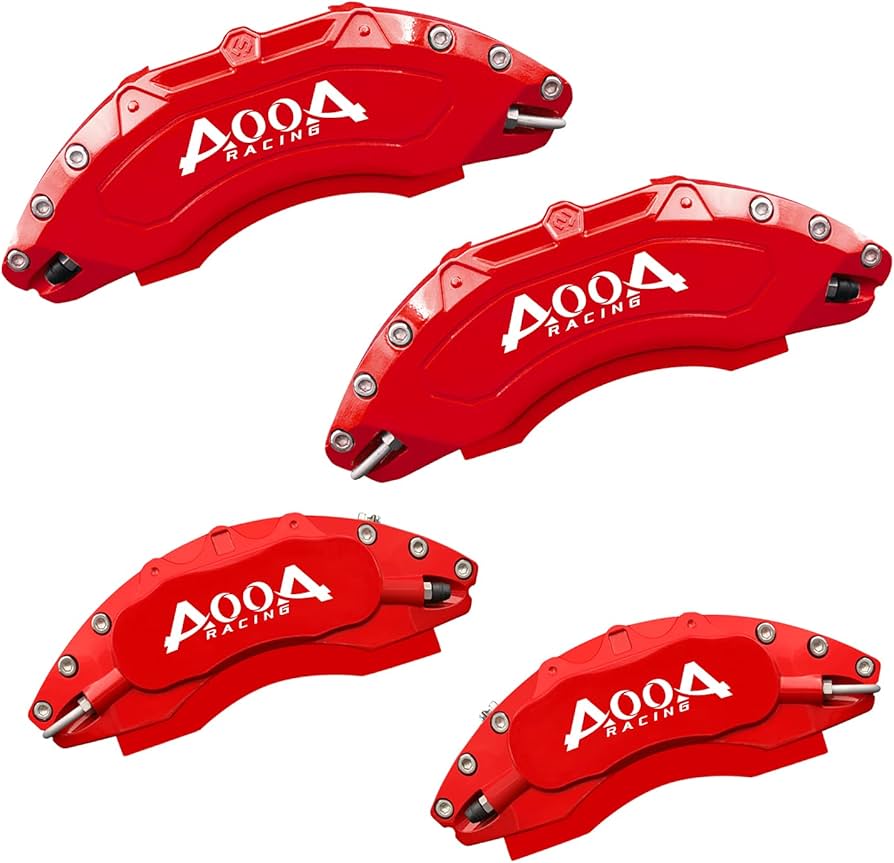 Amazon.co.jp: AOOAアルミキャリパーカバーレッドカラーホワイト