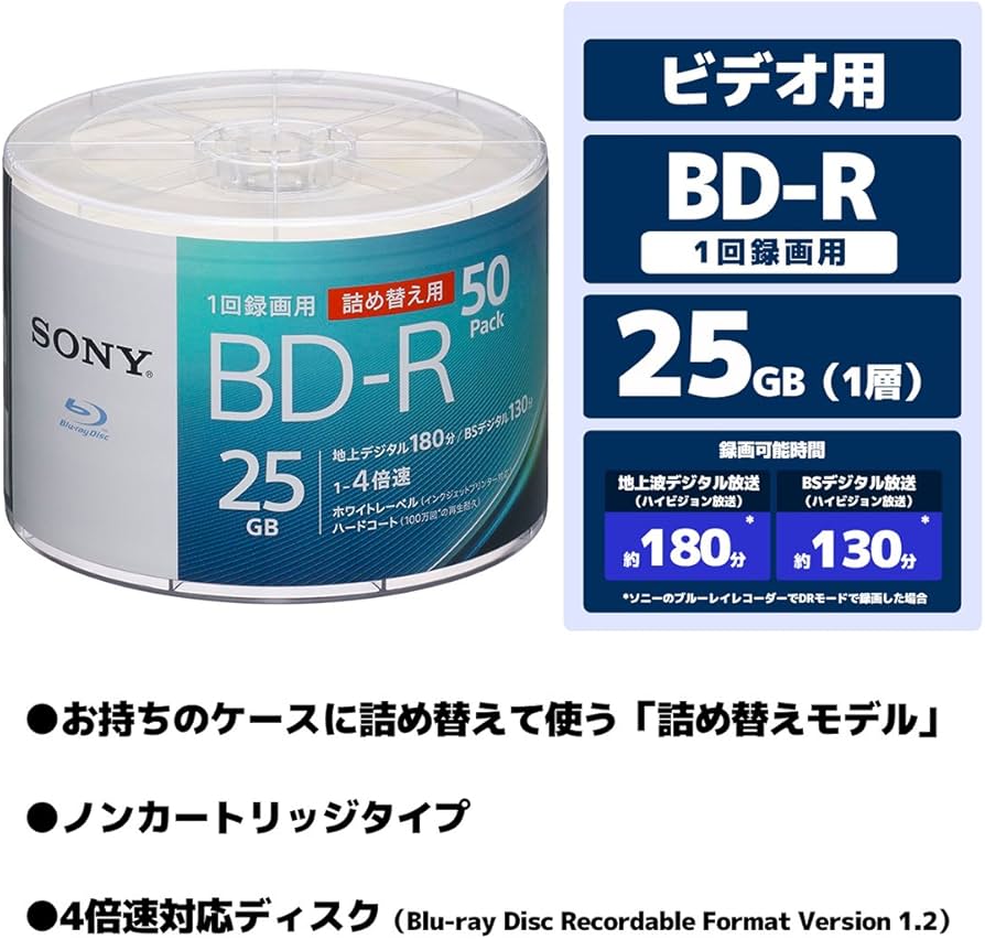 Amazon.co.jp: ソニー(SONY) ブルーレイディスク BD-R 25GB (1枚あたり