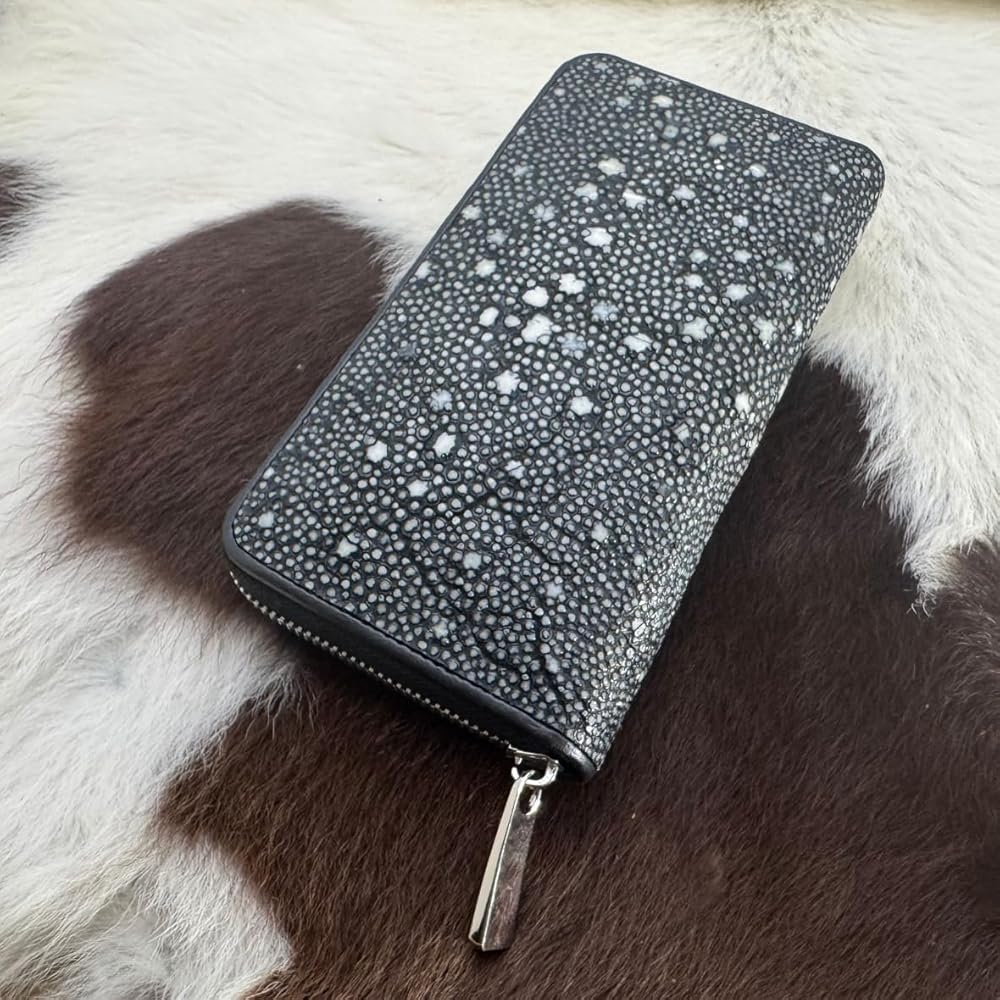 Amazon | スタースティングレイ 長財布 黒 エイ革 本革 ラウンド