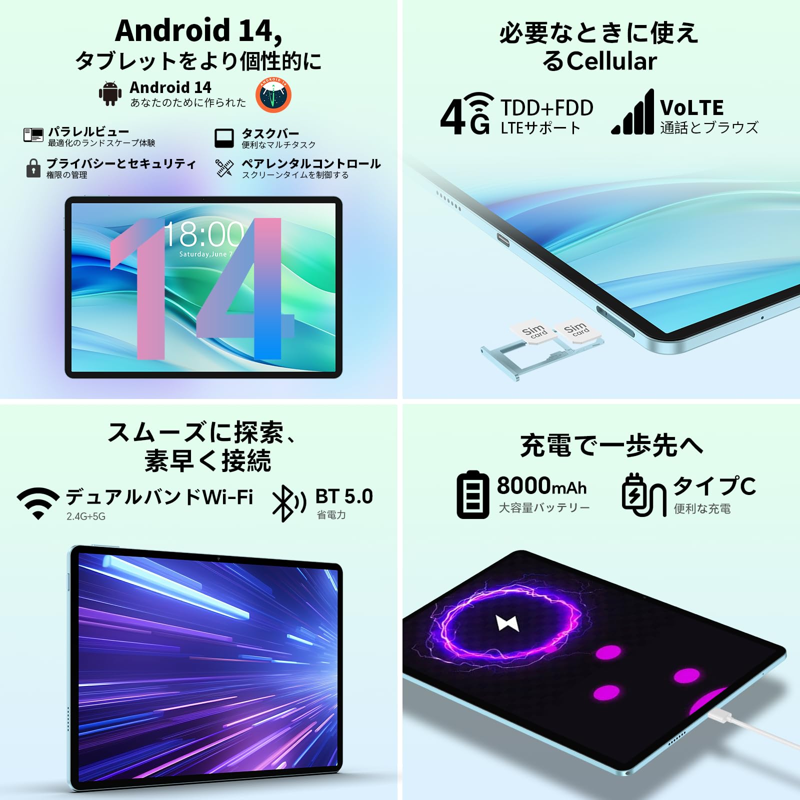 Amazon.co.jp: タブレット11インチ TECLAST P50 Android14タブレット11