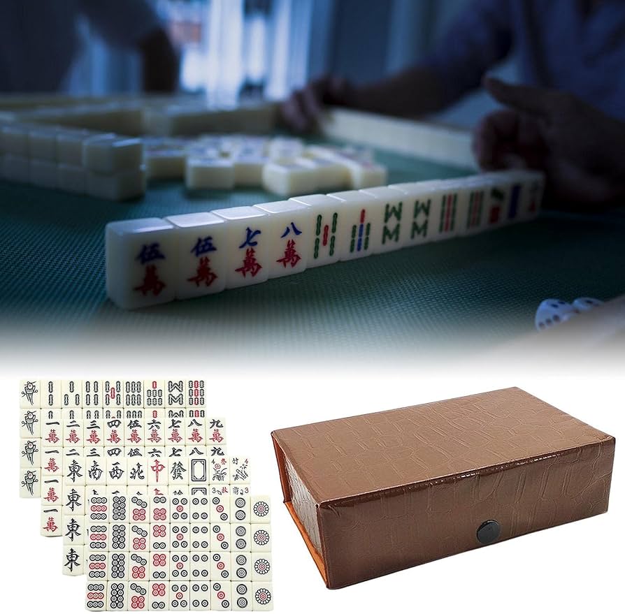 Amazon.co.jp: ミニ麻雀 、中国麻雀セット、144枚の白い彫刻が施された
