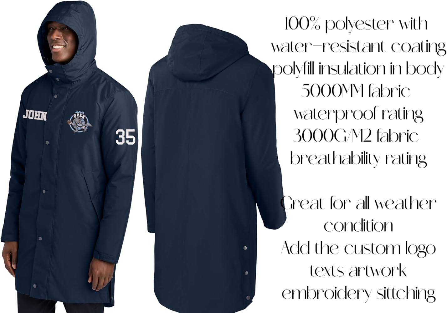 INK STITCH Men Jst55 Custom Embroidery Add Logo Texts Waterproof