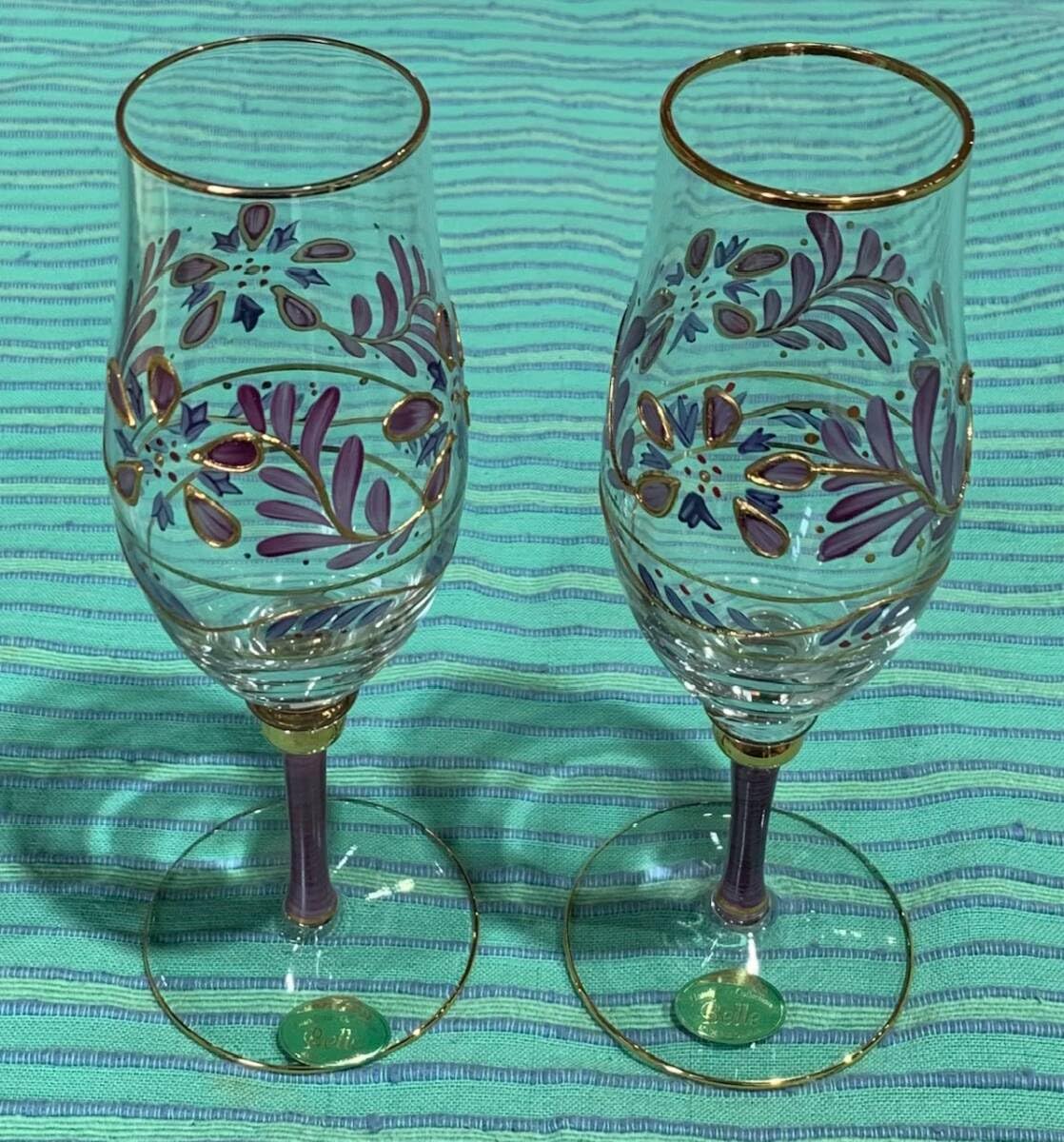 Amazon | Belle Handpaint Collection ルーマニアワイングラス | ノー