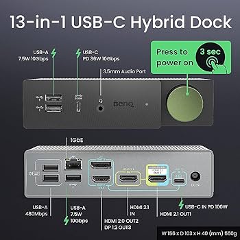 Amazon.com: BenQ beCreatus 13-in-1 USB C Hybrid Dock | Gaming Dock