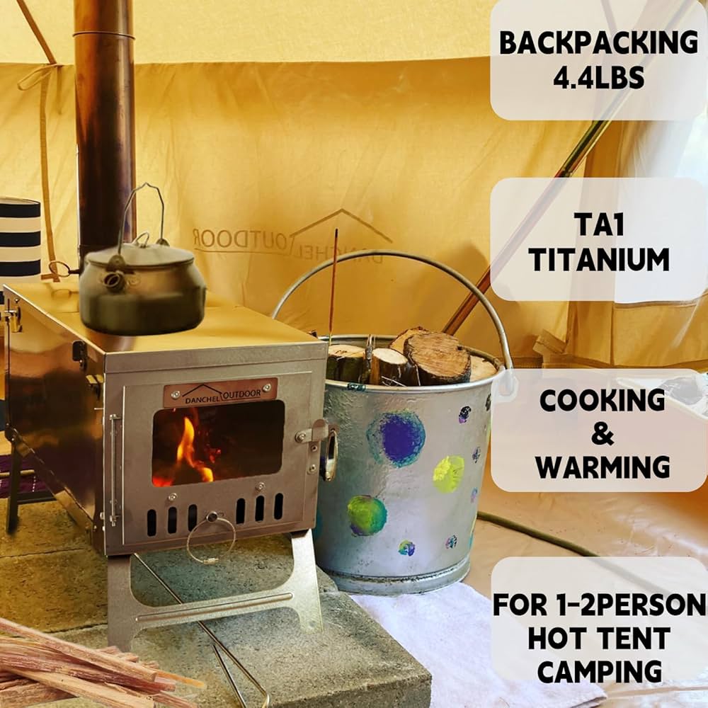 Amazon.co.jp: D&R 秋冬キャンプ用【チタン薪ストーブ】2.2M煙突付き