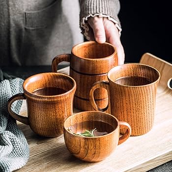 Amazon.co.jp: MJKQ9 天然木製 マグカップ ペア セット 木製 カップ