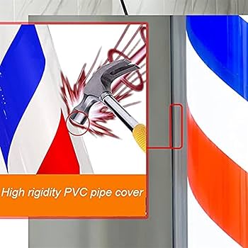 Amazon.co.jp: サインポール バーバーポール 赤白青回転ライト LED