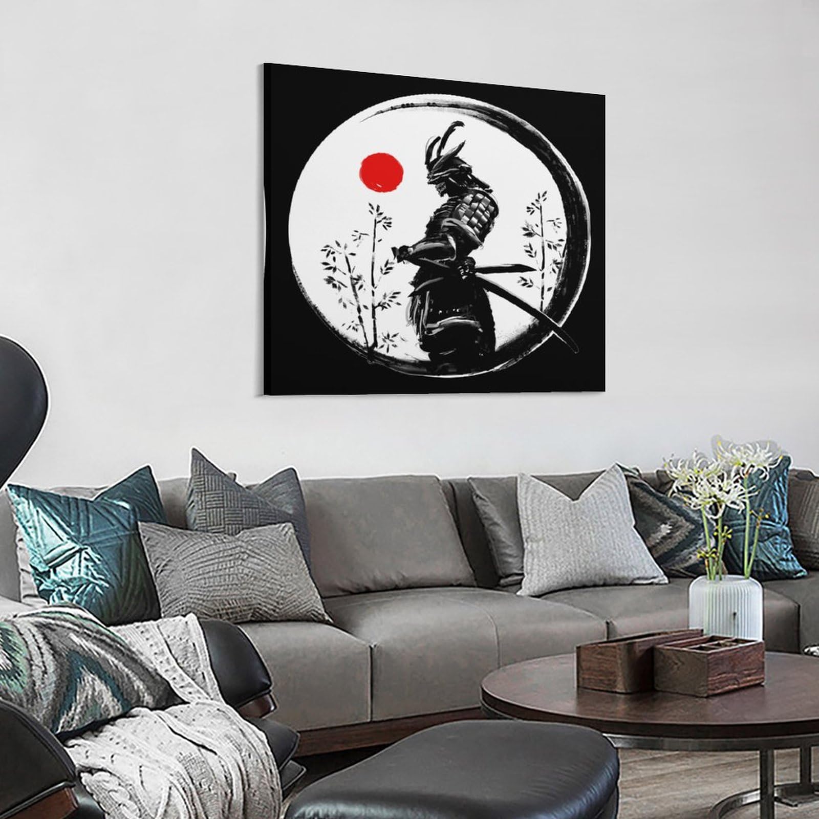 Amazon.co.jp: 壁アート 侍 武士 忍者 墨絵 水墨画 木枠付き 装飾画