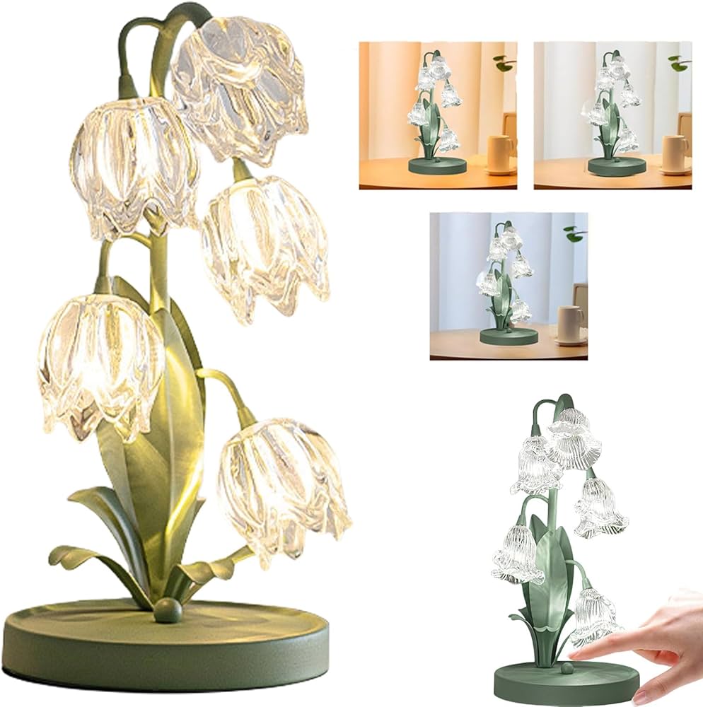 気泡たっぷり すずらん 卓上ランプ ガラスランプ 気泡たっぷり