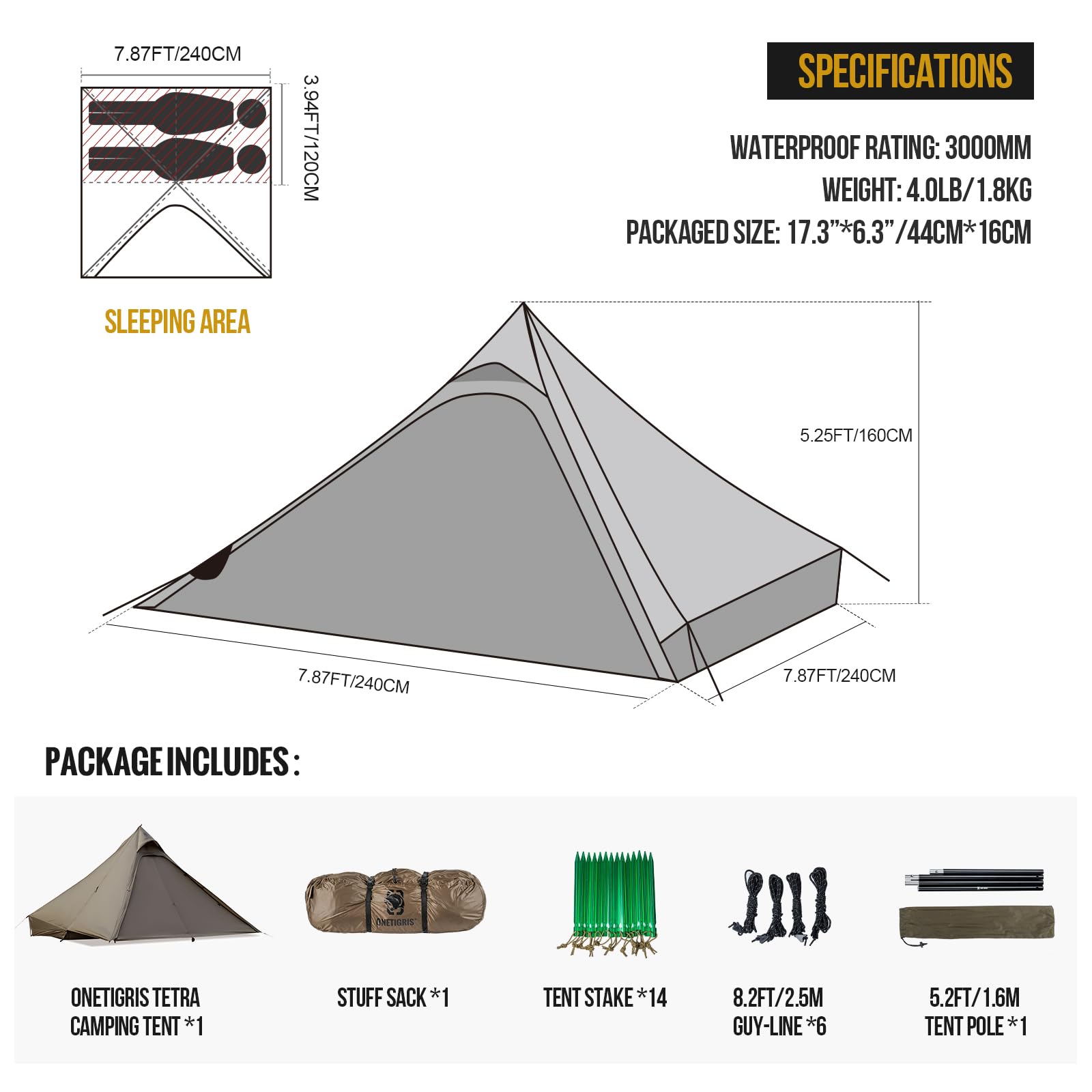 Amazon.co.jp: OneTigris テトラ 超軽量テント Tipi 1~2人用