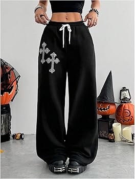 Amazon.com: SOLY HUX Women's Y2k Baggy Pants Drawstring Waist