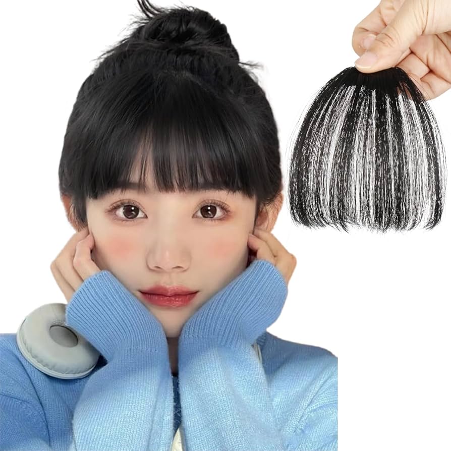 Amazon.co.jp: knnzk前髪ウィッグ 黒髪 人毛 総手植え つけ毛 クリップ