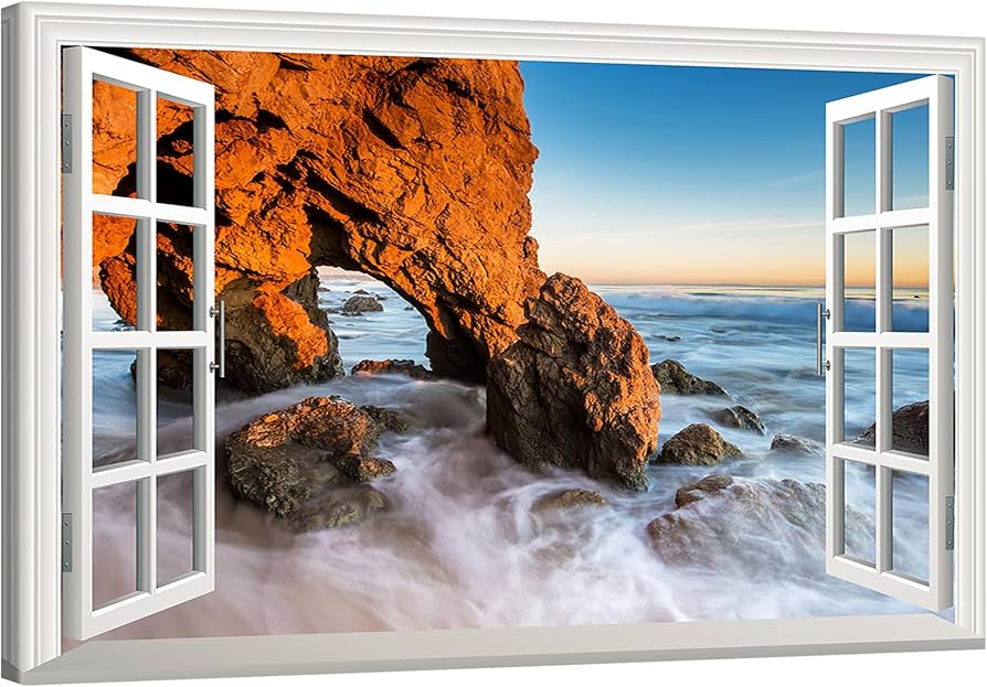 Amazon.co.jp: 窓枠風アートパネル 海 壁掛けポスター 水中風景 波の絵