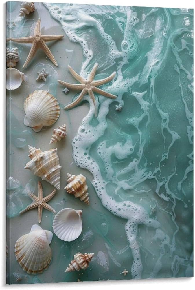 Amazon.co.jp: 絵画 ビーチの美しい貝殻インテリア 絵画 静物の写真