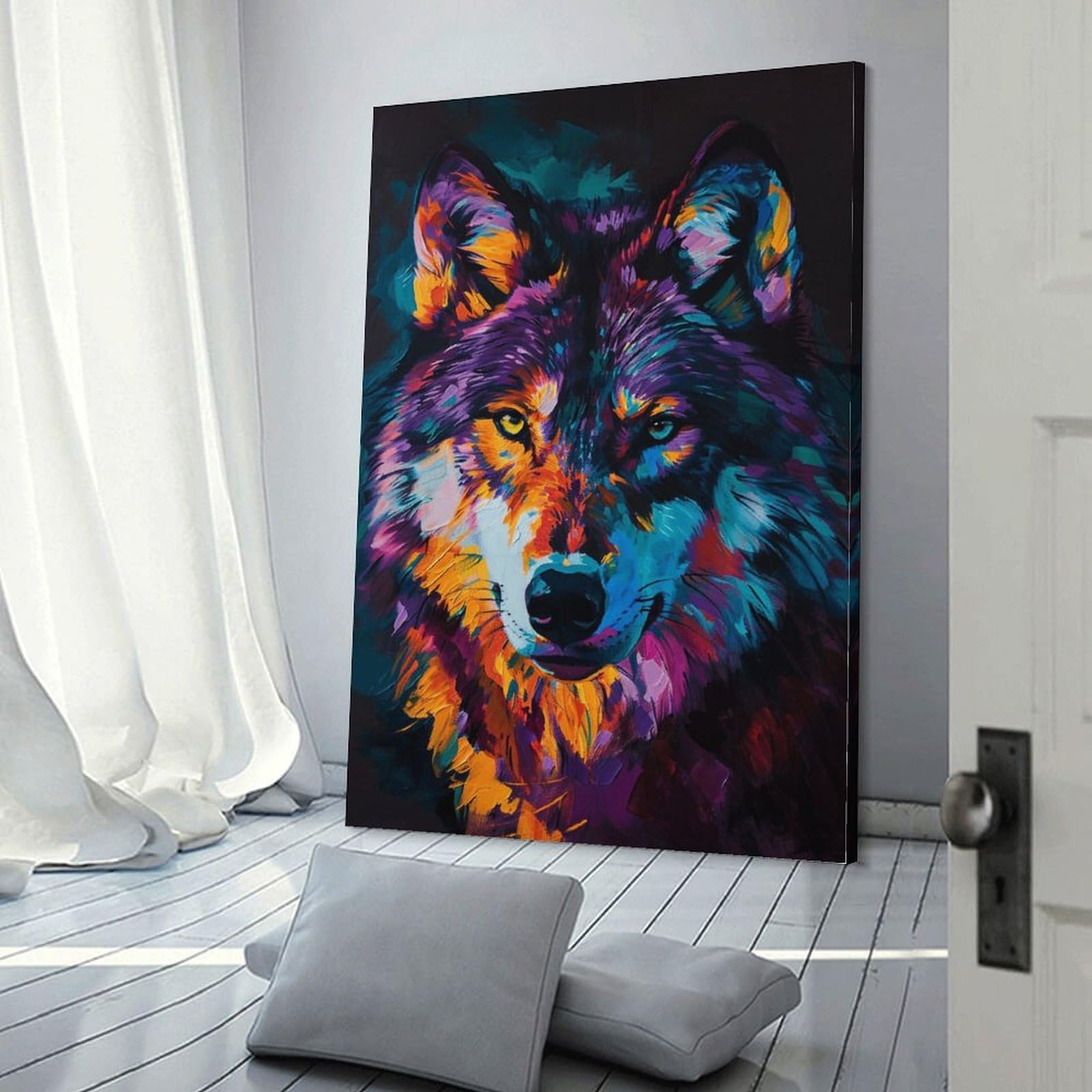 Amazon.co.jp: 絵画 オオカミの視線インテリア 絵画 動物写真撮影 超