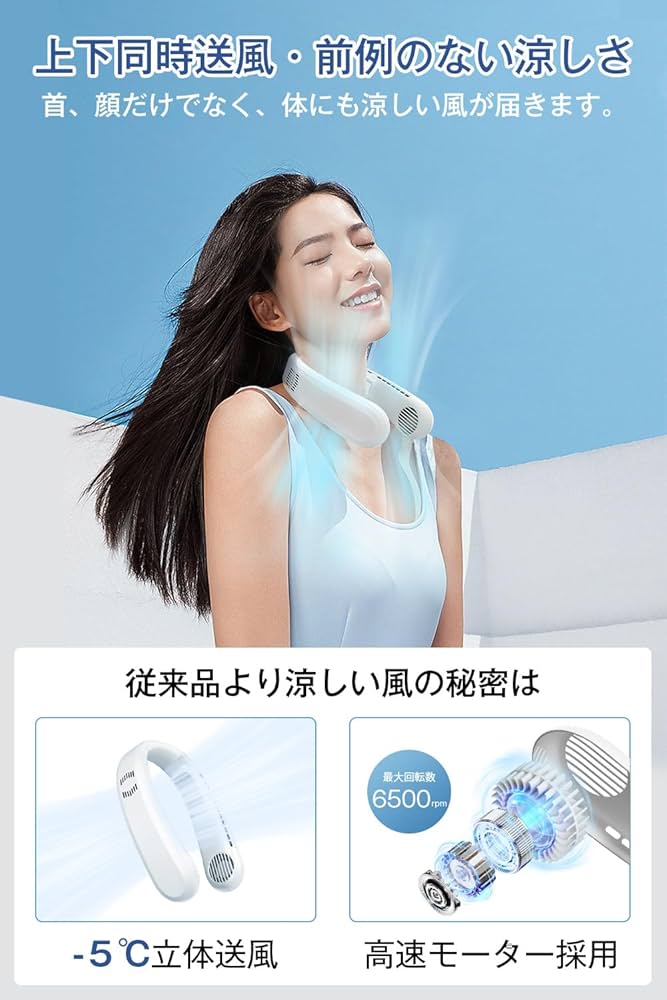 Amazon | ネッククーラー 冷却プレート付き 首掛け扇風機 【2024新設計