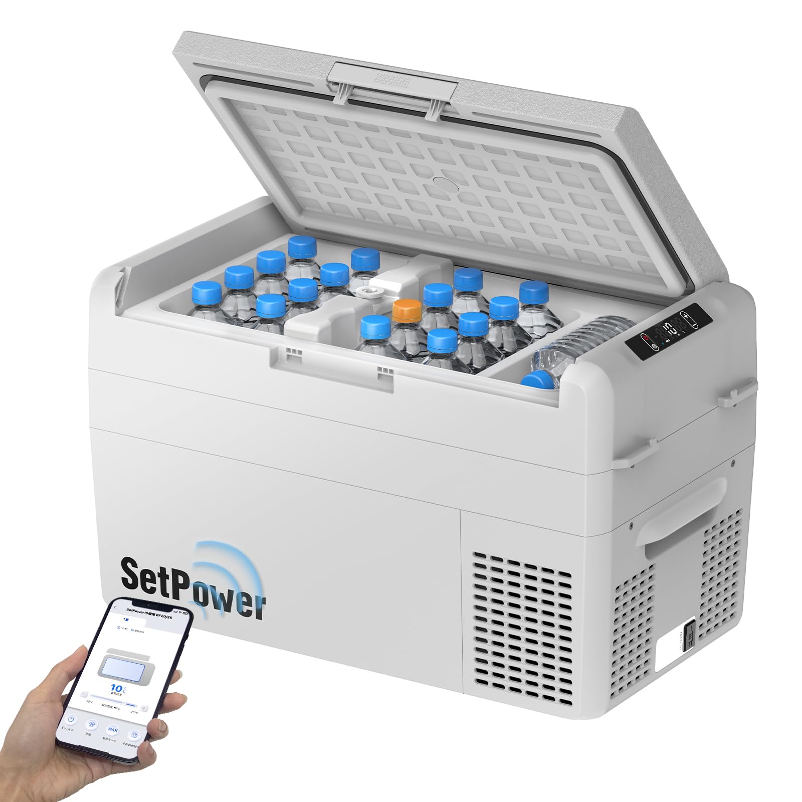 Amazon.co.jp: Setpower RF25 車載冷蔵庫 2室【内蔵製氷皿 50時間持続