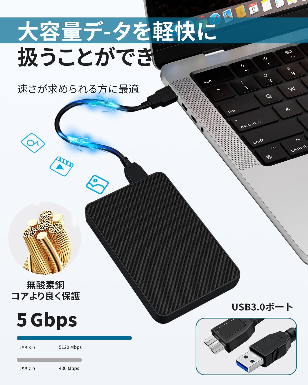 Amazon | 外付けHDD 外付けハードディスク 500GB容量 2.5インチ機械式
