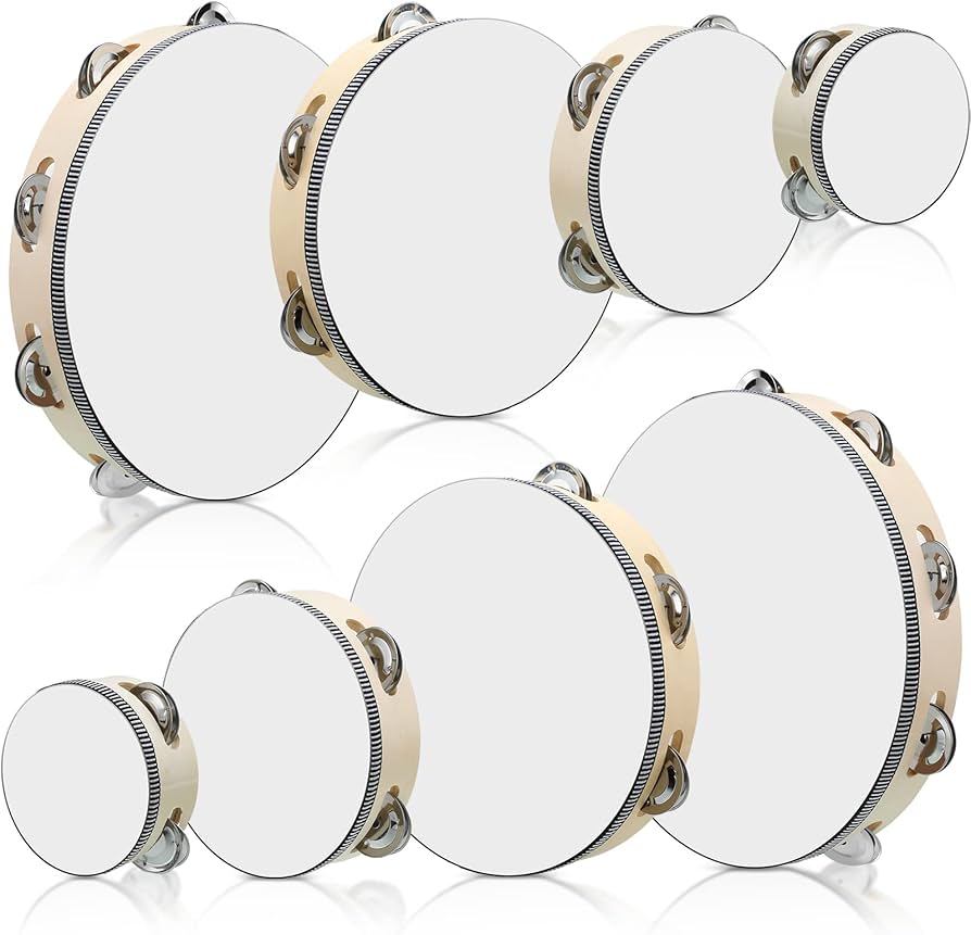 Amazon | Reginary 8個 タンバリン 大人用 ハンドヘルド 木製