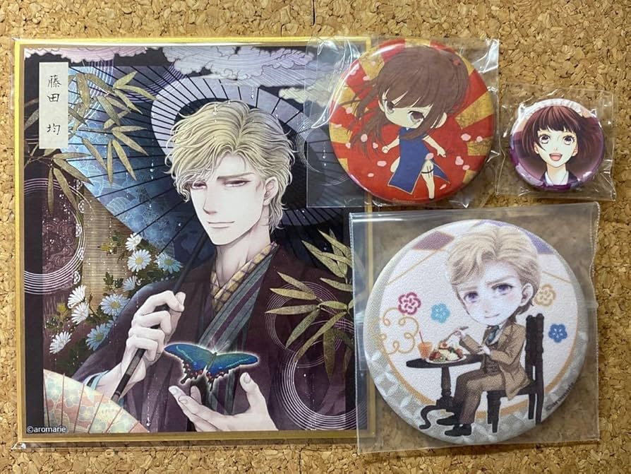 Amazon.co.jp: 缶バッジ 蝶の毒 華の鎖 藤田均 野宮百合子 色紙 4点