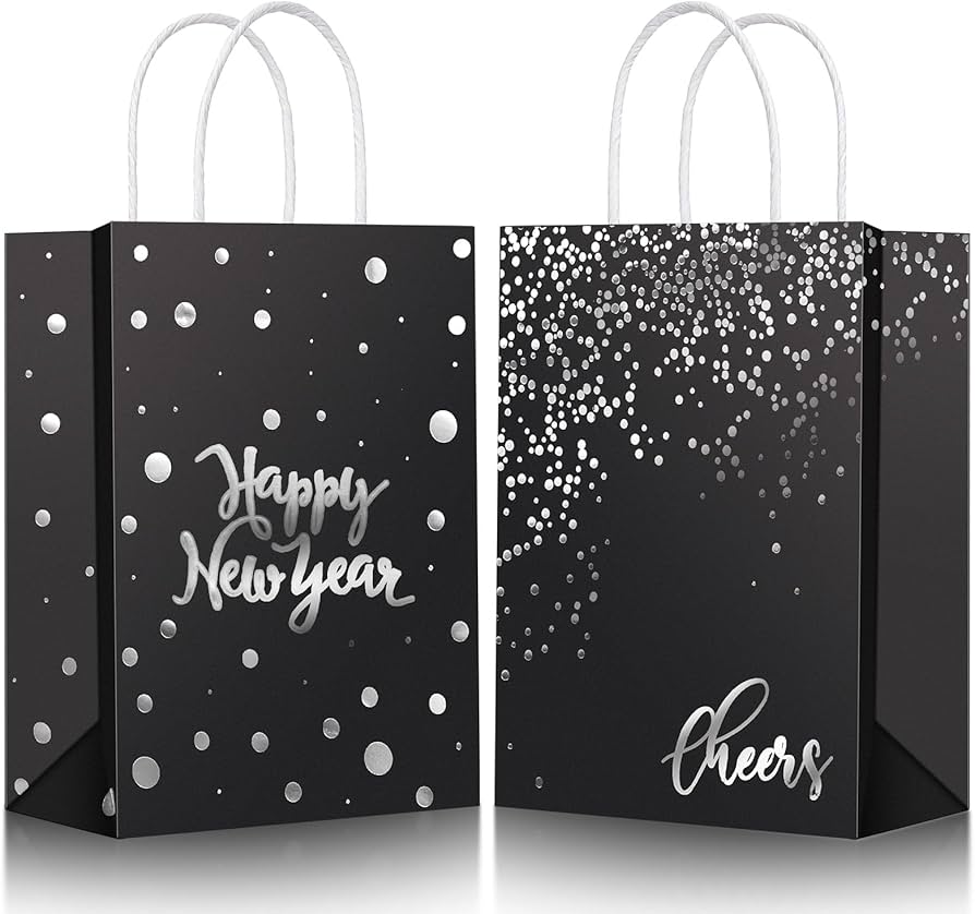 Amazon.com: Zhanmai 36 Pcs Happy New Year Black Gift Bags Bulk