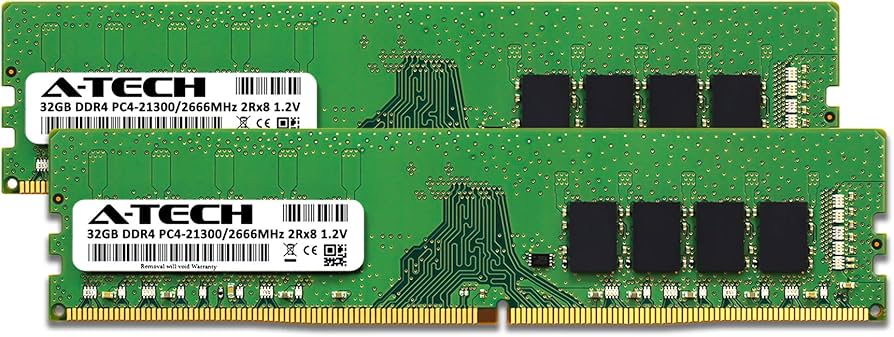 A-Tech 64GB (2x32GB) DDR4 2666 MHz UDIMM PC4-21300 (PC4-2666V
